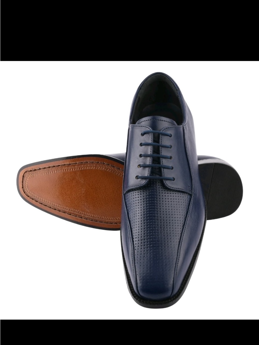 Men's Navy Perforated Leather Dress Oxfords